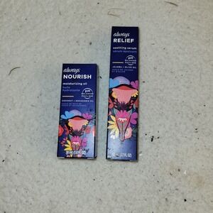 Always‎ Nourish Moisturizing Oil 1oz + Relief Soothing Serum 1.7oz | pH Balanced